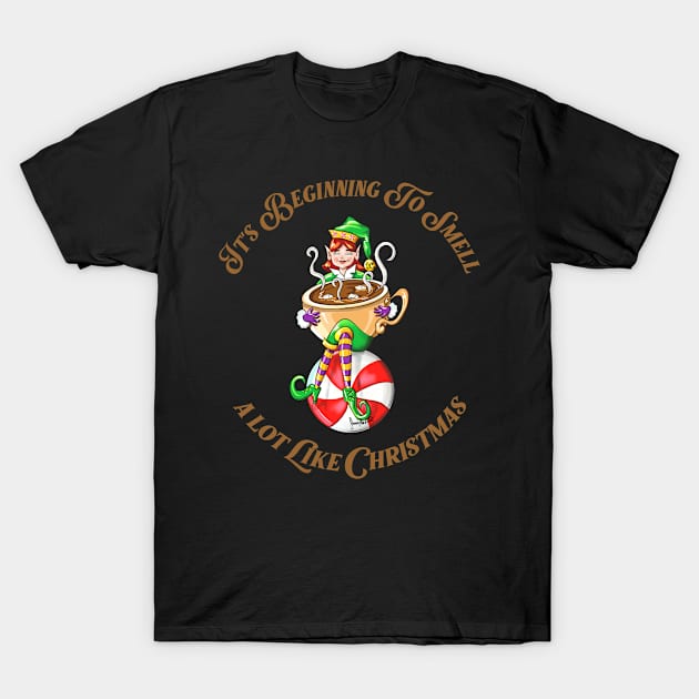 Christmas Coffee saying  or hot cocoa happy elf T-Shirt by SidneyTees